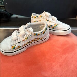 Vans White Sneakers with Colorful Geometric Design